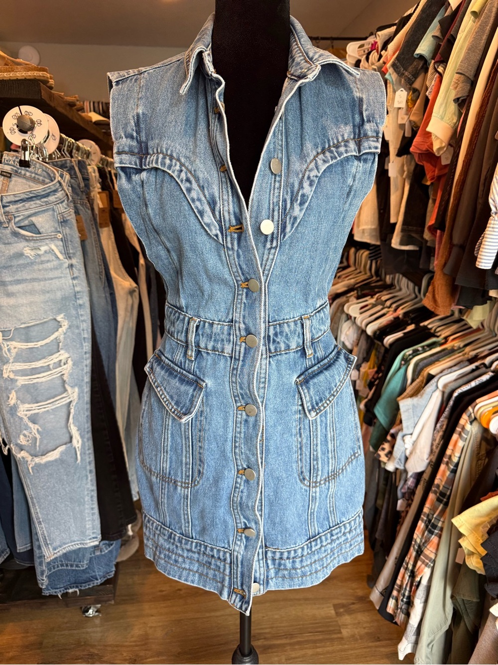 Showpo Light Blue Denim Mini Dress
